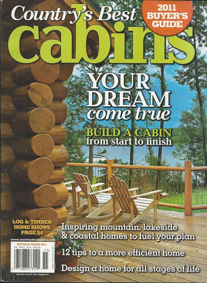 Country's Best Cabins Magazine Mountain Lakeside Coastal Homes Buyers Guide 2011 - Image 1 of 4