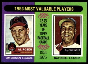 1975 Topps #191 Al Rosen/Roy Campanella NM+++ 1953 MVP's - Picture 1 of 2
