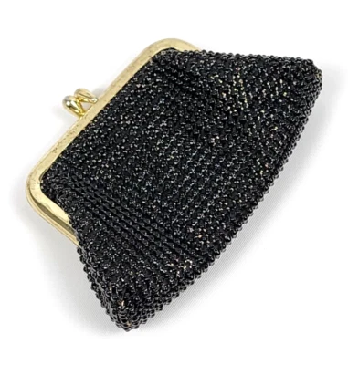 Monedero vintage de malla negra Whiting & Davis con cerradura de beso hecho en EE. UU. Foto 1 de 4