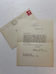 Präsident Nixon 1974 Brief während Watergate, Botschaft der Unterstützung und des Dankes - Bild 1 von 2