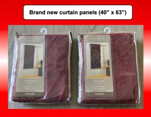 ❤️ NEW Lot of 2 maroon red curtain panels window 40" x 63” pocket drapes set - Picture 1 of 21