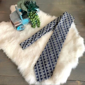 Corbata vintage estampada azul y gris - Imagen 1 de 3