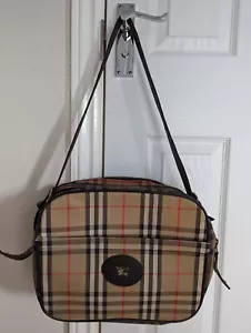 Burberry Unisex Vintage Canvas House Check Haymarket Shoulder Bag Case - Picture 1 of 17