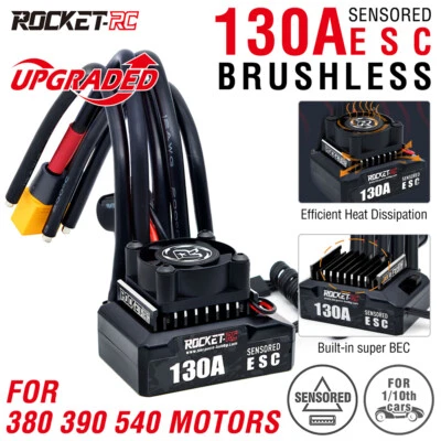 ROCKET-RC 130A Brushless ESC Sensored 6V/5A BEC per motore 1/10 auto 380/390/540 - Immagine 1 di 4