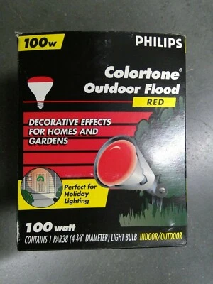 Philips Colortone 100PAR/R 100W PAR38 Red Flood Light Bulb **Free Shipping** - Image 1 of 4