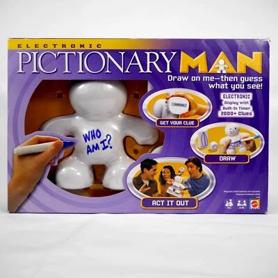 Mattel 2008 Electronic PICTIONARY MAN Draw On Me Charades Draw Game - New Sealed - Image 1 of 4