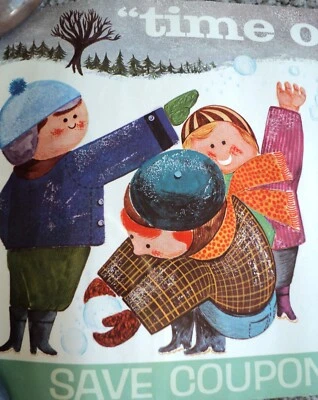 Cartel publicitario de barra de helados KRUNCHSICLE años 60 6,75 x 17" lucha bola de nieve sin usar Foto 1 de 4