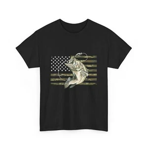 Fishing Shirt, Fishing Camouflaged American Flag Fishing Season Lovers Shirt - Picture 1 of 8