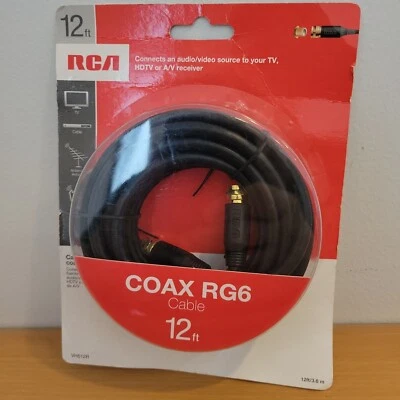 RCA - RG6 Coaxial Cable, 12ft. (Black) - Image 1 of 4