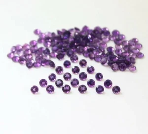 50 Stck. Natürlicher Amethyst 1,75 mm Runde Form Facettiert Kalibriert Größe Lose Edelstein - Bild 1 von 6