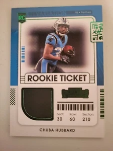 Chuba Hubbard 2021 Panini Contenders Rookie Ticket Jersey Card - Imagen 1 de 2