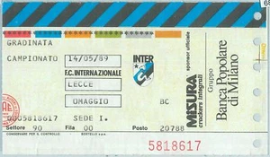 68380 - BIGLIETTO PARTITA CALCIO Scudetto 1988-89 : INTER / Lecce - Picture 1 of 1