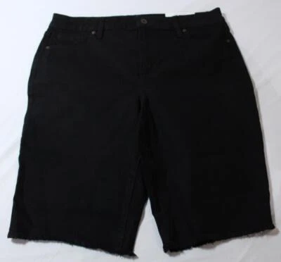 Style & Co Women's Mid-Rise Raw-Edge Bermuda Jean Shorts LC7 Black Size 12 NWT - Image 1 of 3