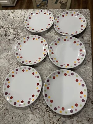 (6) Platos de ensalada de 8 pulgadas con lunares adiciones simples PAMPERED CHEF Foto 1 de 4