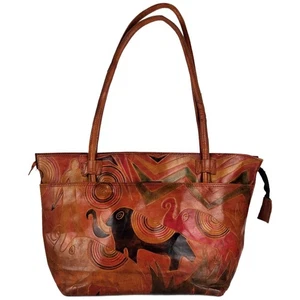 Emily Ann of Boca Raton, Vintage 80er Leder Schultertasche, Tasche Handtasche, Elefanten - Bild 1 von 24