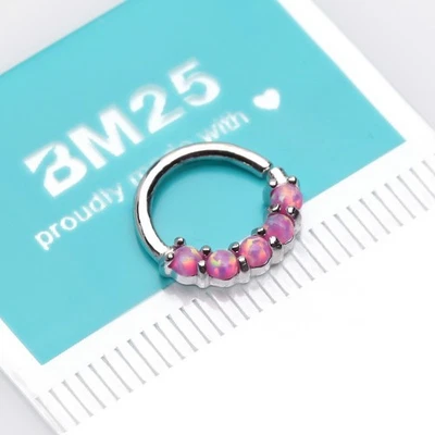 Juego de anillos de aro flexibles forrados con puntas de ópalo de fuego de oro de 14 quilates 16ga Foto 1 de 2