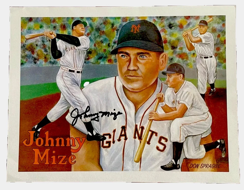 HOFER JOHNNY MIZE SIGNED 8 1/2 x 11 COLOR LITHOGRAPH - Image 1 of 1