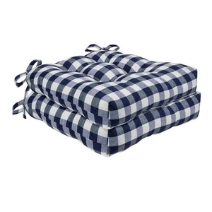 Buffalo Check Tufted Chair Seat Cushions, 2-Pack, Navy - 16" x 15" x 3" - Com... - Picture 1 of 5