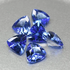 2.71 Ct [6 Pcs Lot] Fair Trillion Cut 5 x 5.1 MM Genuine Purple Blue Tanzanite - Picture 1 of 5