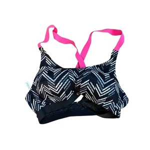 VS Sport Sport Sport-BH schwarz weiß Chevron rosa Träger Größe 32B - Bild 1 von 4