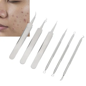 Herramienta removedora de espinillas extractor de comedones de espinillas de acero inoxidable 6 piezas para B FD5 - Imagen 1 de 12