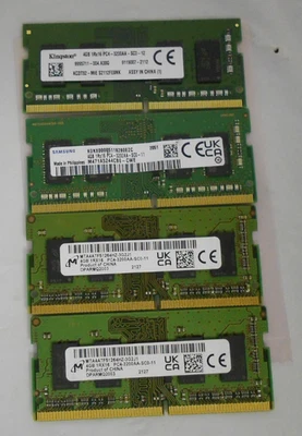 Micron 16GB (4x4GB) 1RX16 PC4-3200AA Laptop RAM Memory MIXED LOT - Image 1 of 3