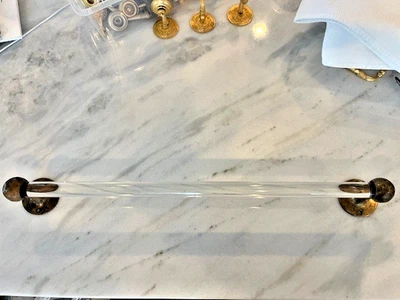 Antiguo toallero de cristal barra de 1" con extremos de latón Foto 1 de 2