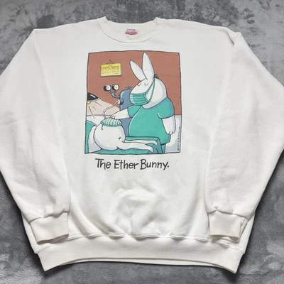 Sudadera Santee De Colección Años 90 Para Hombre XL Blanca The Ether Bunny Gráfico Forrada de Vellón Foto 1 de 4