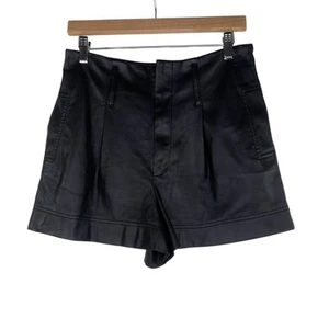 Pantalones Cortos Zara Para Mujer Pequeños Negros Imitación Cuero Tiro Alto Cremallera Bolsillo Vegano Chic - Imagen 1 de 8