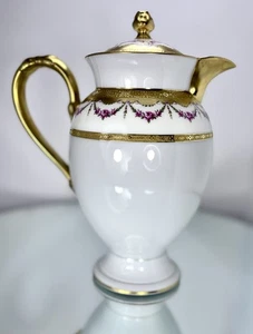 Neuwertige antike Ahrenfeldt Limoges Porzellan Schokoladen- oder Tee-/Kaffeekanne - Bild 1 von 10