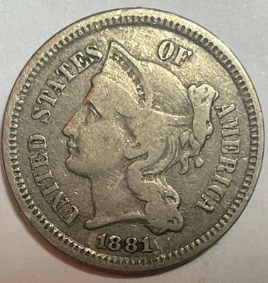 1881 3 Cent Nickel - Nice Type Coin - No Reserve - Image 1 of 2