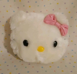 Vintage 2005 Sanrio Hello Kitty Cat Stuffed Plush Zipper Pouch 5" Pink Vinyl Bow - Picture 1 of 13