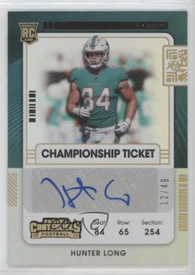 2021 Panini Contenders Championship Ticket /49 Hunter Long #185 Rookie Auto RC - Image 1 of 2