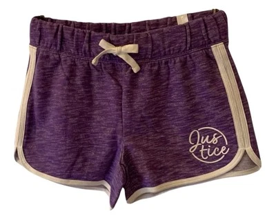 Pantalones Cortos Justice Girls Dolphin Púrpura 7/8 Algodón Cintura Elástica Logo Foto 1 de 4