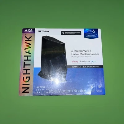 NEW NETGEAR Nighthawk Wifi Cable Modem Router Cable Gateway DOCSIS 3.1 AX2700 - Image 1 of 2