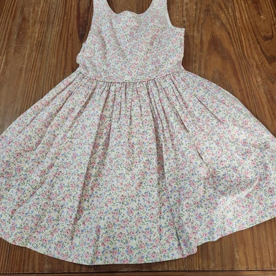 Polo Ralph Lauren Girl's Sz 10 Pink Floral 100% Cotton Poplin Dress Full Skirt - Image 1 of 4