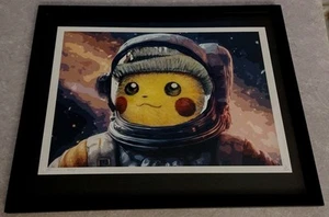 DEATH NYC ltd ed signed FRAMED art print 45x32cm Pokemon Pikachu as Astronaut - Picture 1 of 4