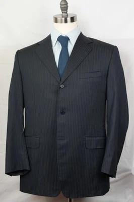 Traje Canali Proposta Negro Gris Pin Rayas 42 R Para Hombre Super 120’s Foto 1 de 4