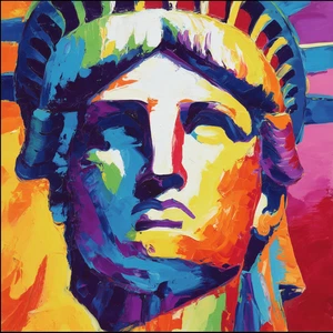 🗽 Liberty Head Pop Art | Peter Max Inspired 🎨 | Signed Giclée | 24x24 COA V94 - Picture 1 of 7