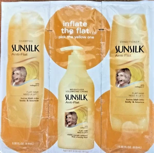 VTG 10 SUNSILK Anti Flat Shampoo Conditioner & Volumizing Creme  Travel Size NEW - Picture 1 of 2