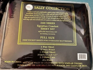 Sally Linen Collection 2100 Egyptian Comfort Bettwäsche Set Full Size Schwarz Neu - Bild 1 von 5