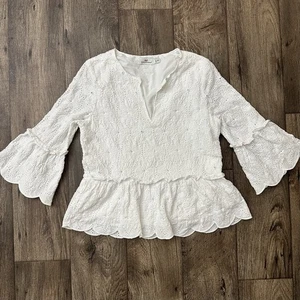 Vineyard Vines Island Eyelet Tiered Top 3/4 Sleeves Blouse Size XXS White - Picture 1 of 8