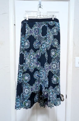 Peter Nygard длина до колена плиссированная юбка размер XL синий узор мандала - Изображение 1 из 3