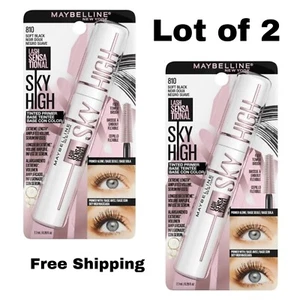 Máscara de pestañas Maybelline Lash Sensational Sky High 810 imprimación tintada negra suave paquete de 2 - Imagen 1 de 5