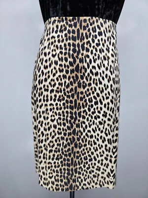 Falda elástica LARRY LEVINE para mujer talla 12 estampado animal hasta la rodilla abertura trasera Foto 1 de 4
