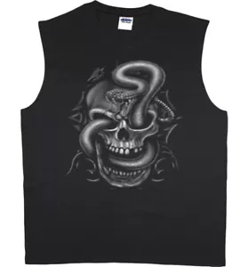 Mens Sleeveless T-shirt Muscle Tee Skull Snake Graphic Clothing Apparel - Picture 1 of 1