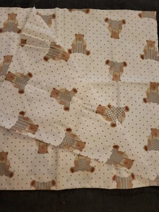 Vintage Nursery Teddy Bear  Fabric Ameritrix Print 2 Yards Hearts NOS - Picture 1 of 1