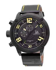 NEW Men's JOSHUA & SONS Circa 2000S Black Steel/Yellow Multifunction Watch, 50mm - Picture 1 of 6