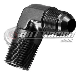 Adaptador AN4 4AN macho llamarada a 1/8" NPT macho 90 grados accesorio negro aluminio - Imagen 1 de 3