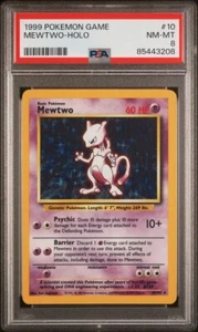 π₯ Pokemon TCG π₯ Mewtwo #10 π₯ 1999 Base Set Holo Rare - WOTC π₯ PSA 8 NM-MT π₯ - Picture 1 of 2